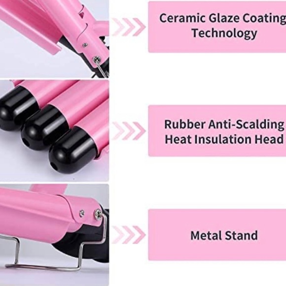 Ceramic Tourmaline 3 Barrel Hair Wave Crimper - Picture 3 of 5